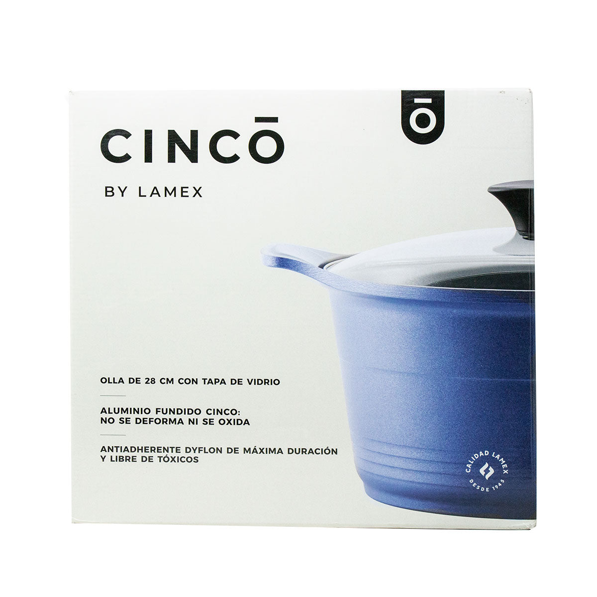 Olla 28 cm Aluminio Fundido Cinco Azul Lamex 28 Cm 6837-2
