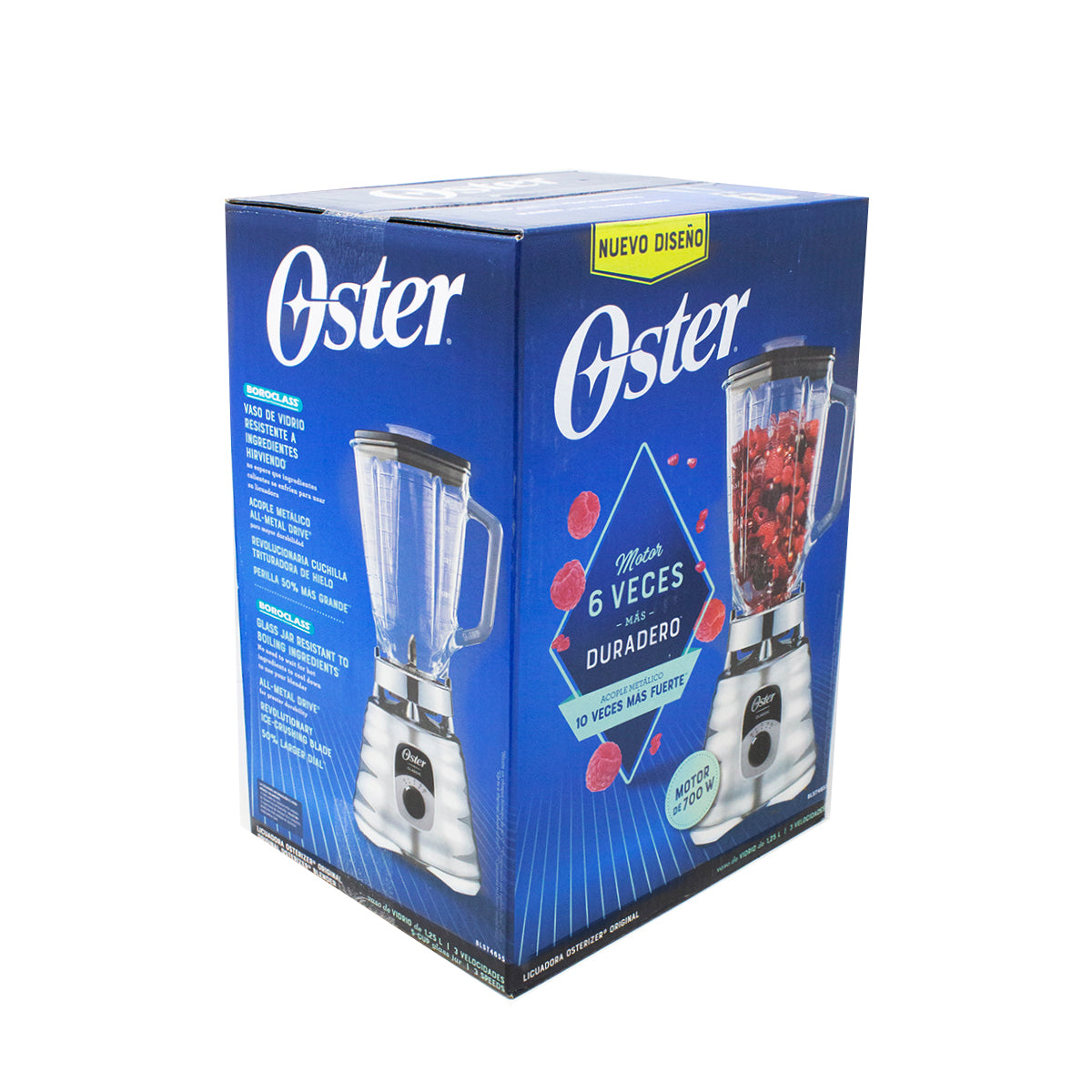 Licuadora 3 Velocidades Vaso Vidrio Clásica Cromo Oster BLST4655 (2114081) Caja de 4 Piezas