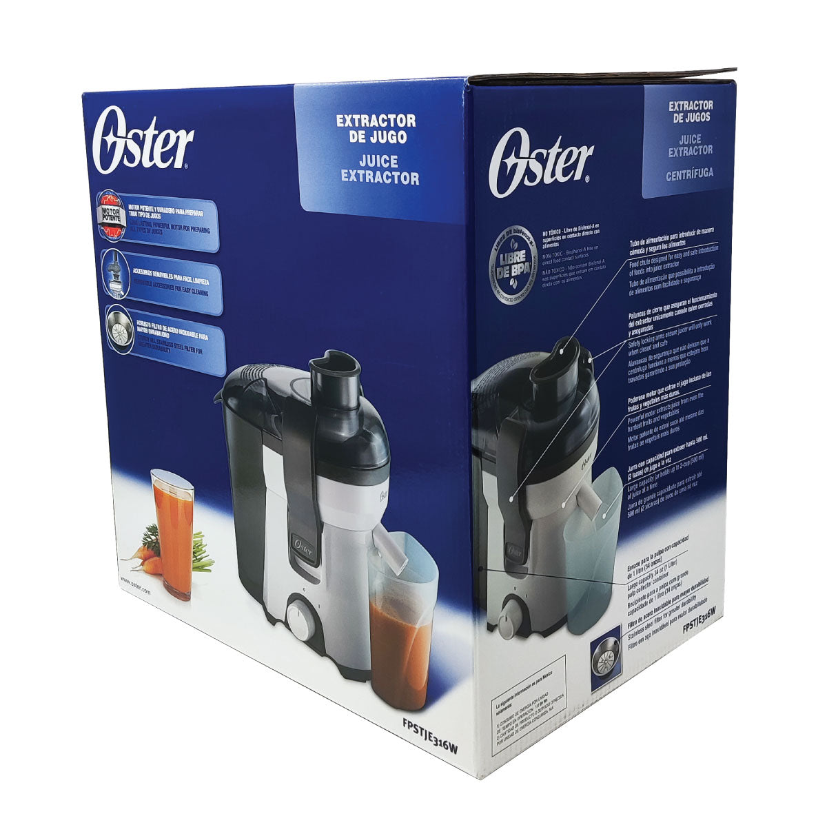 Extractor De Jugo Negro Con Blanco Oster Fpstje316w-013