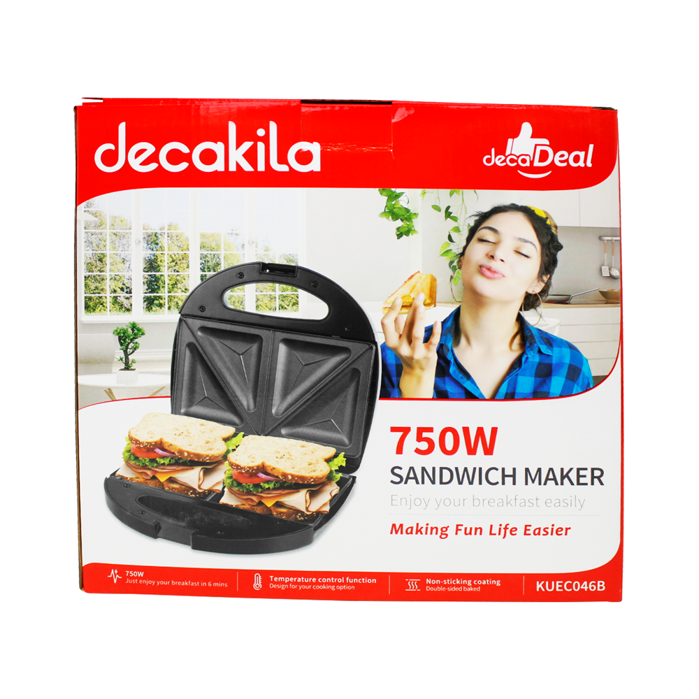 Sandwichera 2 Rebanadas Negra Decakila KUEC046B