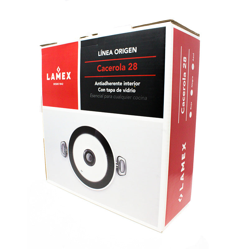 Cacerola 28 Cm Con Tapa de Vidrio Antiadherente Azul Lamex 6515-9
