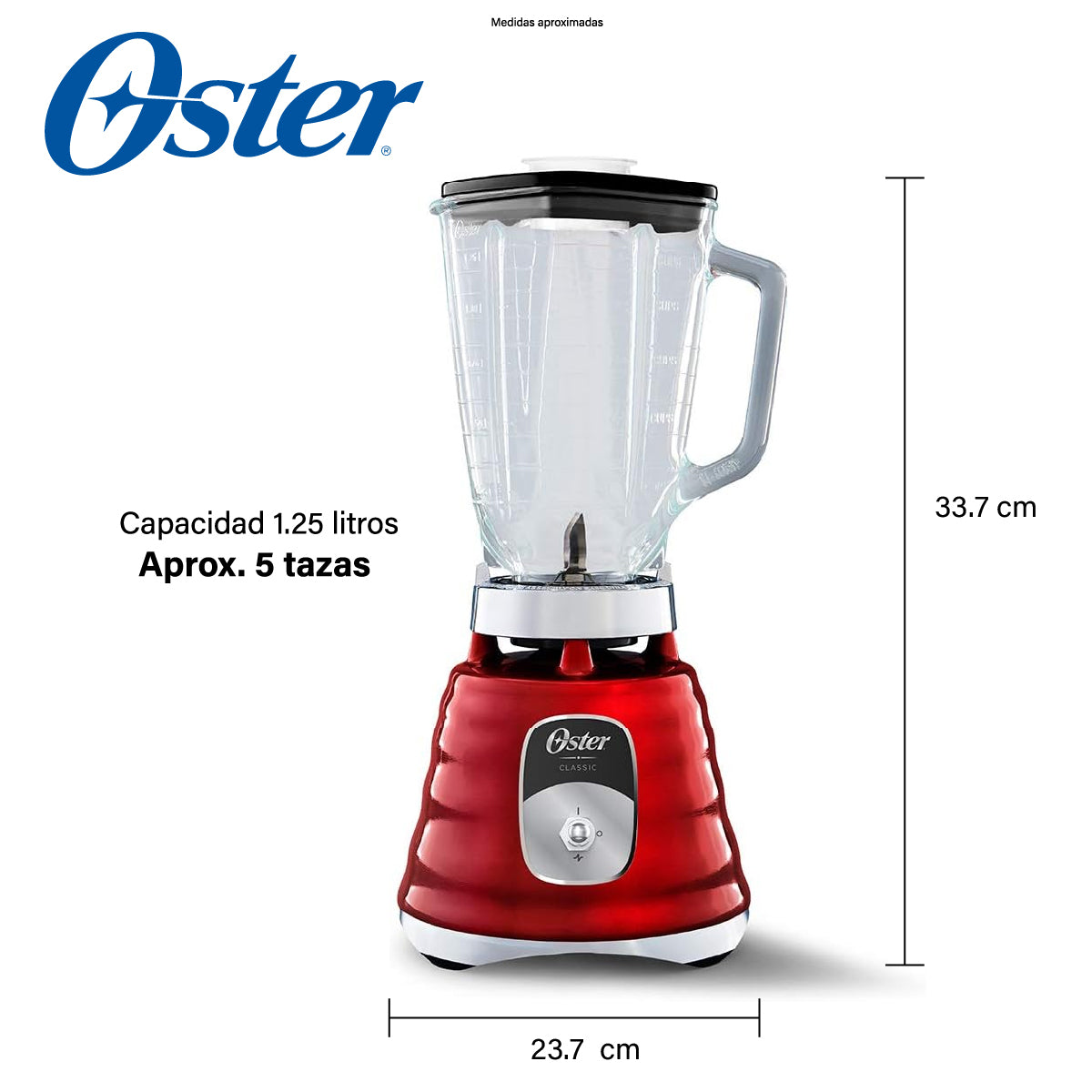 Licuadora 1 Velocidad + Pulso Vaso de Vidrio Roja Oster BLST4126-013 (2114101)