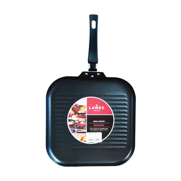 Sartén Cuadrado 28 Cm Acanadalada con Antiadherente Rojo Lamex 6534-0