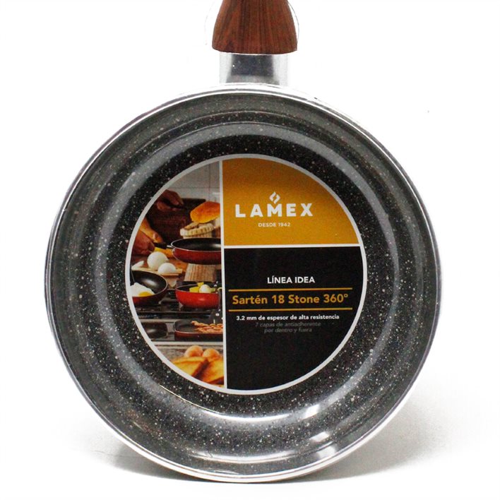 Sartén 18 cm Antiadherente Stone 360° Mango Tipo Madera Lamex 6644-6