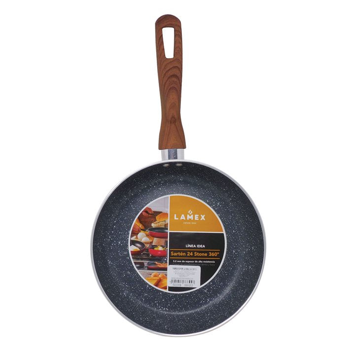 Sartén 24 Cm Antiadherente Stone Mango Madera Lamex 6645-3