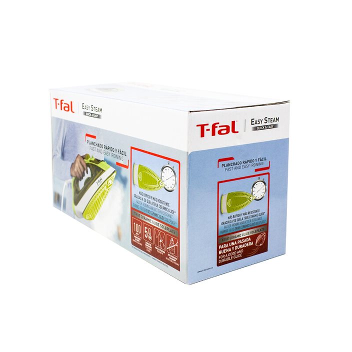 Plancha de Vapor Suela de Cerámica Easy Steam Verde T-Fal FV1952X0