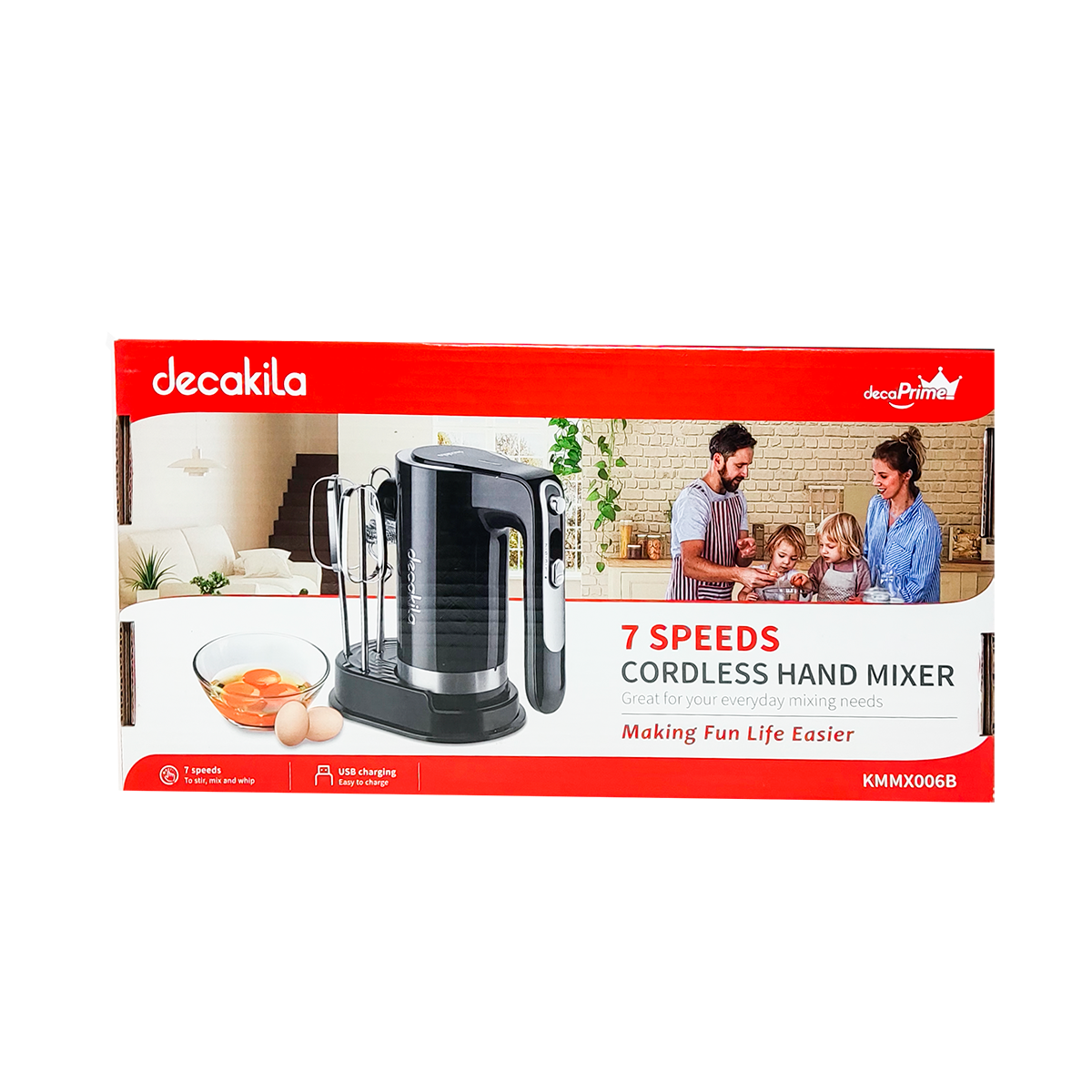 Batidora de Mano 7 Velocidades con Accesorios Inalámbrica Negro Decakila KMMX006B (Paquete con 6 Piezas)