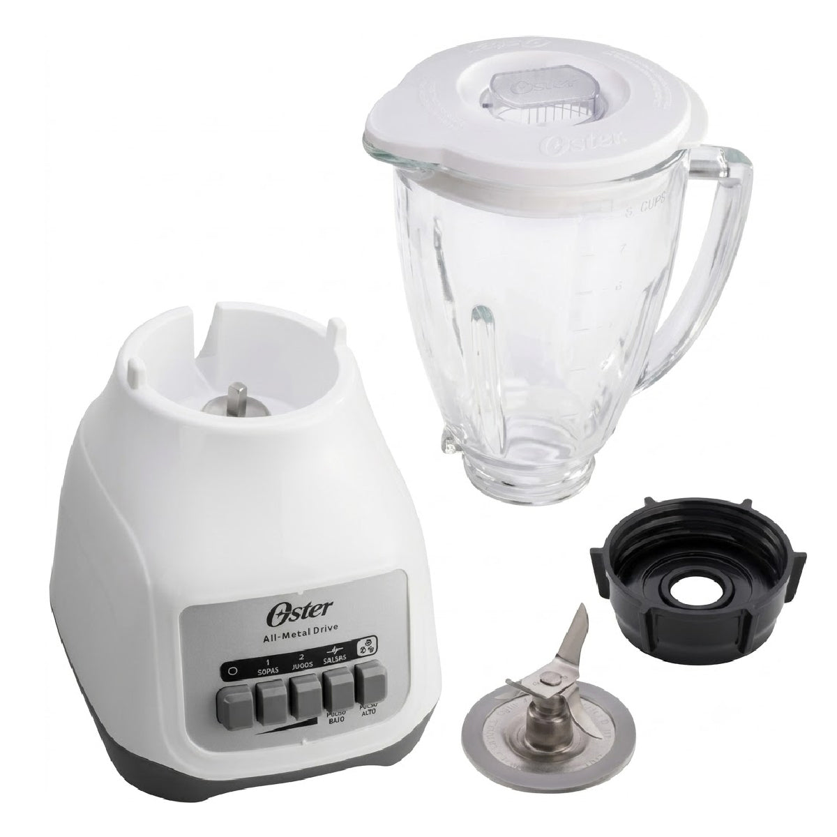 Licuadora 2 Velocidades + 2 Pulso, Vaso de Vidrio, Blanca, Oster BLSTAG-WPB-013 (2110246)