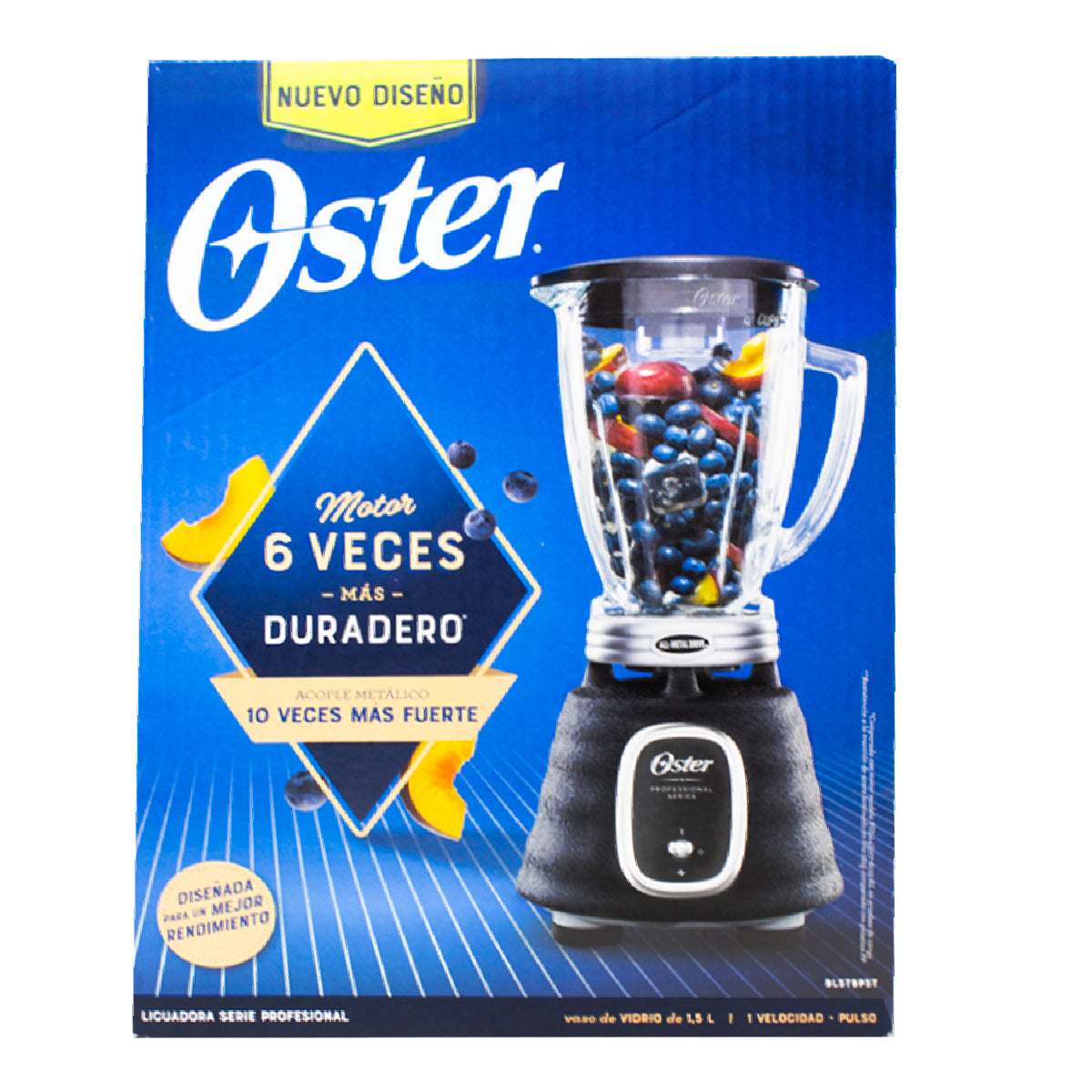Licuadora 1 Velocidad + Pulso Vaso De Vidrio Negra Oster BLSTBPST-013 (2114099)