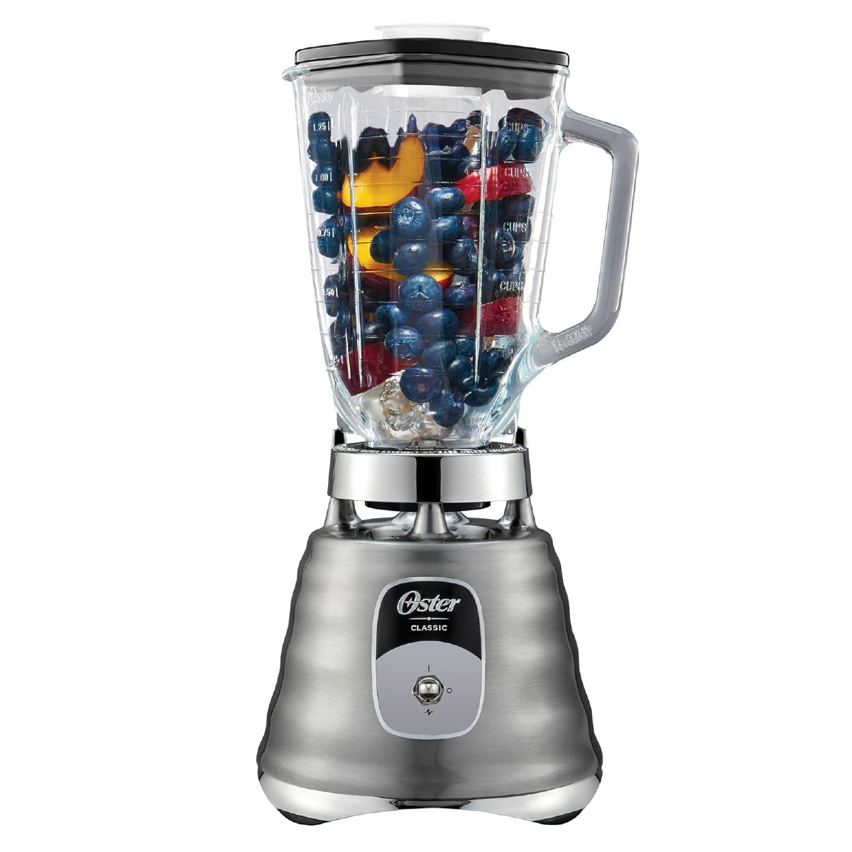 Licuadora 1 Velocidad + Pulso Vaso de Vidrio Clásica Cromo Oster BLST4127 (2114112).