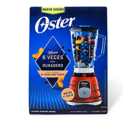 Licuadora 1 Velocidad + Pulso Vaso de Vidrio Roja Oster BLST4126-013 (2114101)