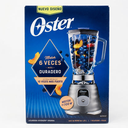 Licuadora 1 Velocidad + Pulso Vaso de Vidrio Clásica Cromo Oster BLST4127 (2114112).