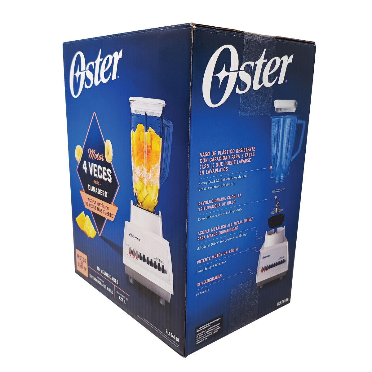 Licuadora 10 Velocidades Vaso Plastico Blanca Oster BLST4108 (2178225)