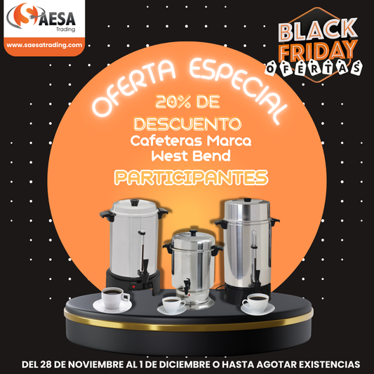 Cafetera Percoladora de 55 Tazas Comercial en Aluminio Pulido West Bend 13500