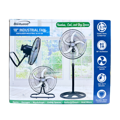 Ventilador 18' 3 Posiciones Negro Brentwood F-1831b