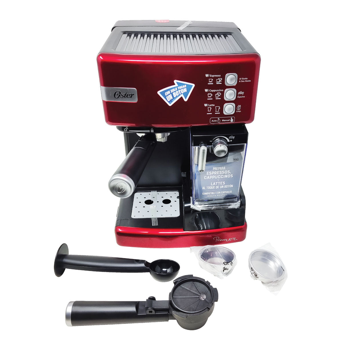 Cafetera Automatica De Expresso Prima Latte Roja Oster BVSTEM6603R-013 (Paquete de 2 Piezas)