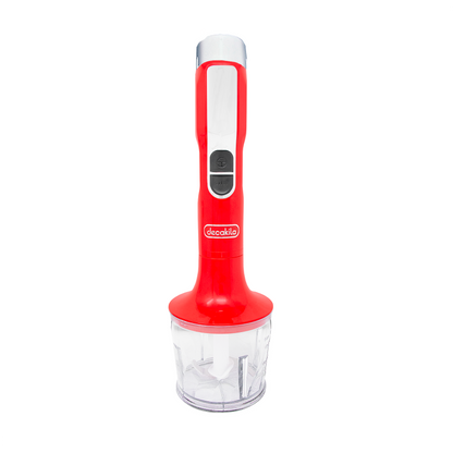Batidora de Inmersión 5 Velocidades con Accesorios 5 en 1 Inalámbrica con Batería Recargable Rojo Decakila KUJB056R (Caja de 6 Piezas)
