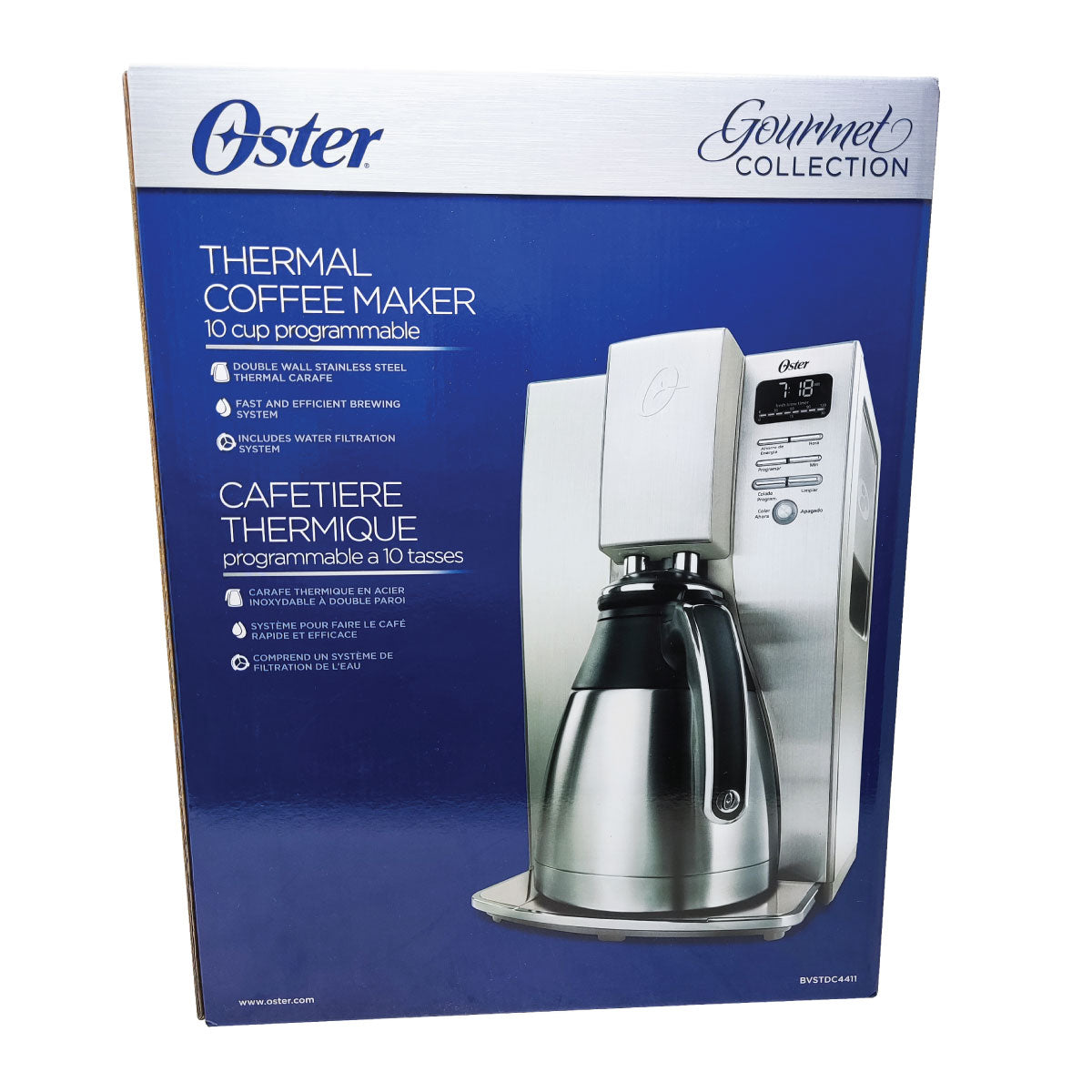 Cafetera Programable 10 Tazas Jarra de Acero Inoxidable Oster Bvstdc4411-013 (Paquete de 2 Piezas)