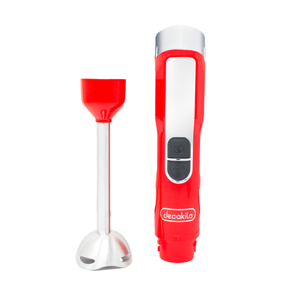 Batidora de Inmersión 5 Velocidades con Accesorios 5 en 1 Inalámbrica con Batería Recargable Rojo Decakila KUJB056R (Caja de 6 Piezas)