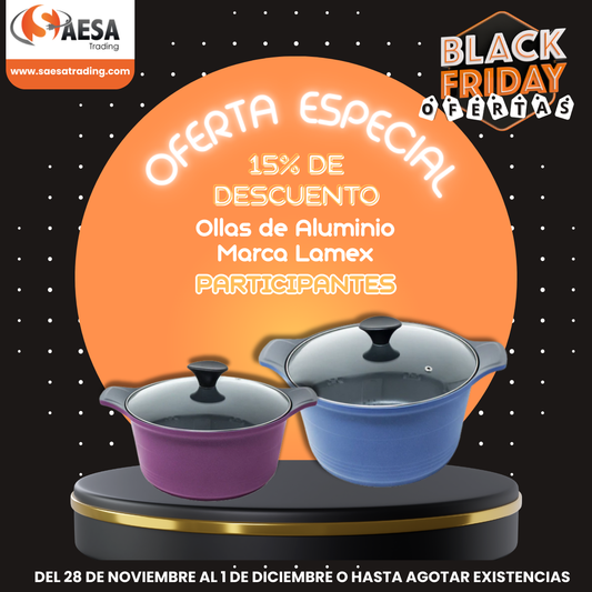 Olla 24 cm Aluminio Fundido con Tapa de Vidrio  Morada Lamex Cinco 6836-5