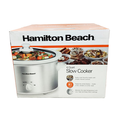 Olla Eléctrica de Cocción Lenta con Tapa de Vidrio Plata Hamilton Beach 33140
