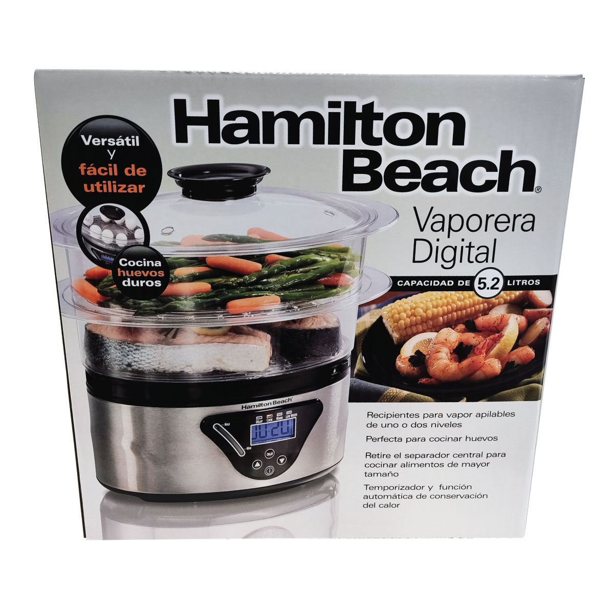 Vaporera de Alimentos 2 Niveles Panel Digital Hamilton Beach 37530