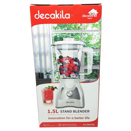 Licuadora 2 Velocidades + Pulso Vaso de Plástico Blanca Decakila KUJB043W (Caja de 4 Piezas)