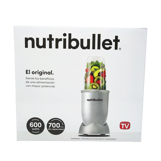 Licuadora Personal Procesador de Alimentos Nutribullet 5 Accesorios 600 W Plata 102580 (Caja de 2 Piezas)