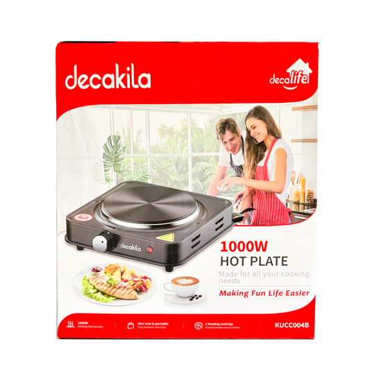 Parrilla eléctrica de Plato con Regulador de Temperatura Negro Decakila KUCC004B (Caja con 12 Piezas)