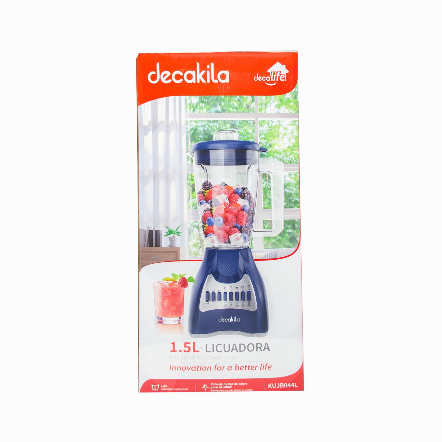 Licuadora 10 Velocidades Vaso de Plástico Azul Decakila KUJB044L