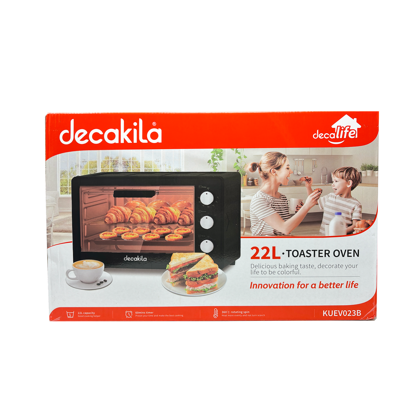 Horno Tostador Eléctrico 22 L Negro Decakila Kuev023b