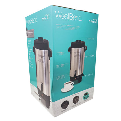 Cafetera Percoladora 42 Tazas de Aluminio West Bend CU0042PA23 (58802) (Caja de 2 Piezas)