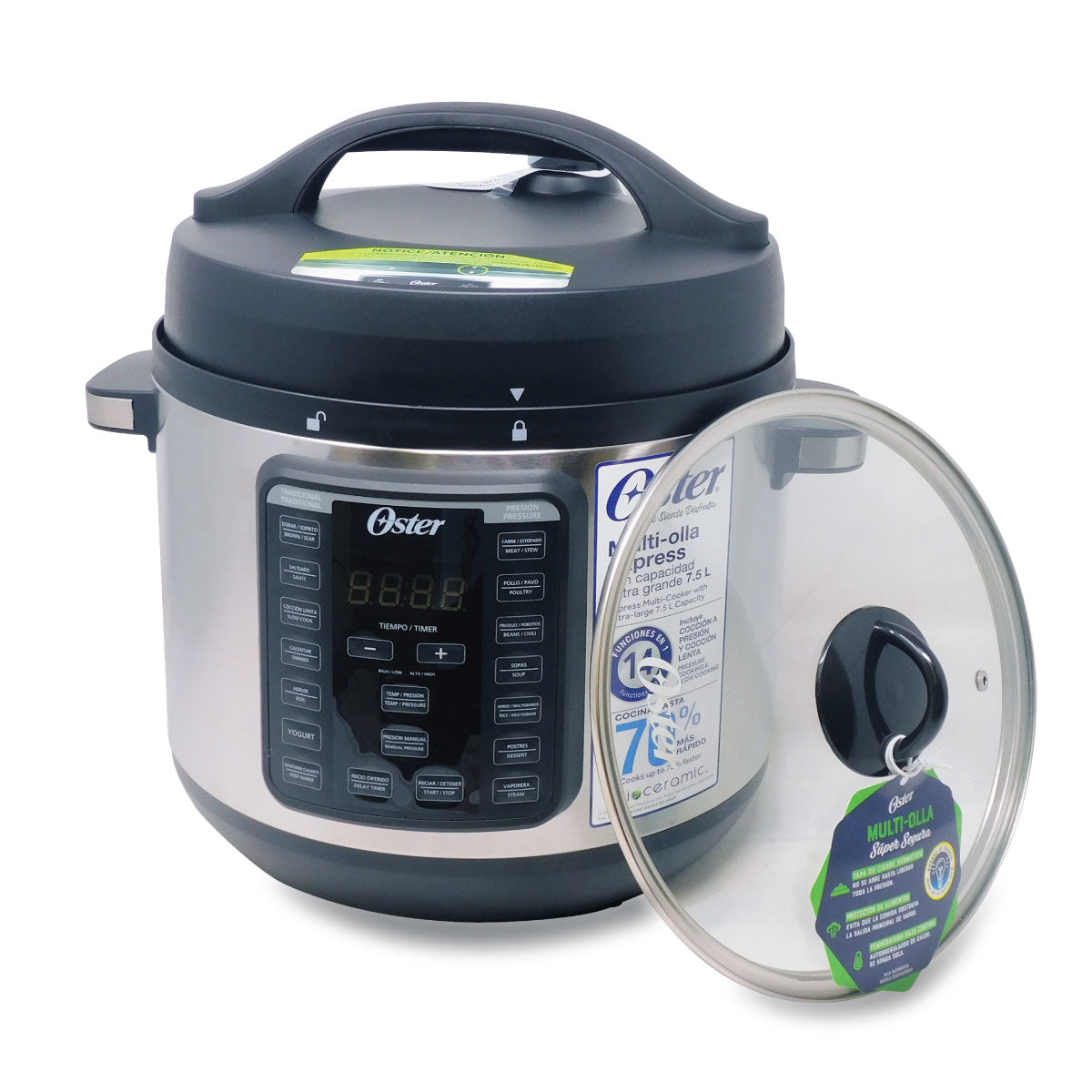 Olla Multicocción 14 Funciones 7.5 L de Capacidad Oster CKSTPCEC8801-013 (2078914) (Caja de 2 Piezas)