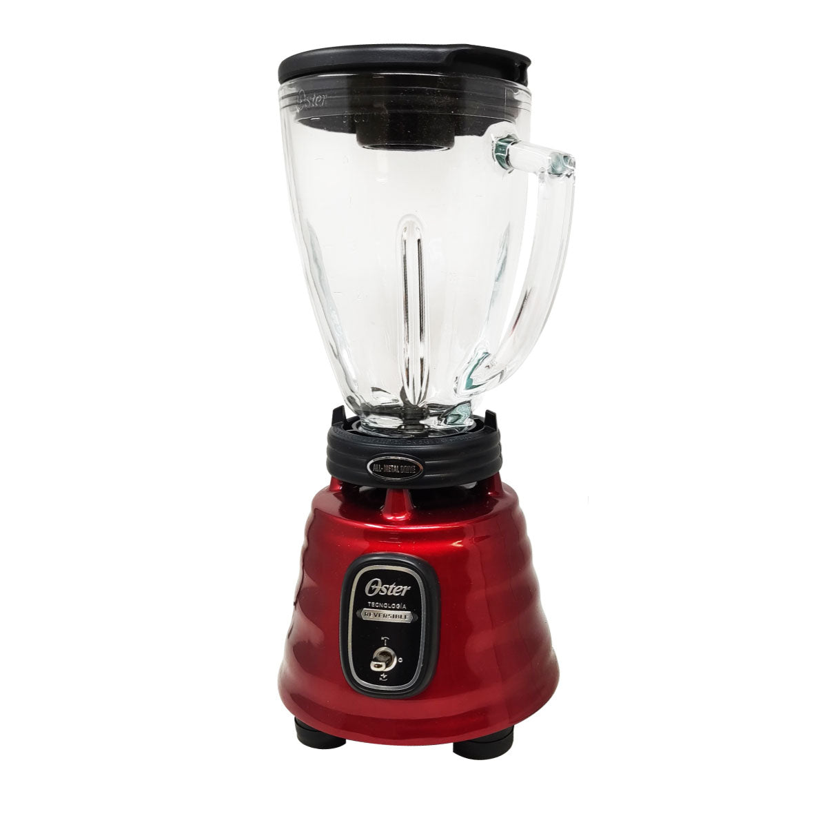 Licuadora Clásica Reversible 1 Velocidad + Pulso Vaso de Vidrio Rojo Oster BLSTBESTR (2114090) (Caja con 4 Piezas)
