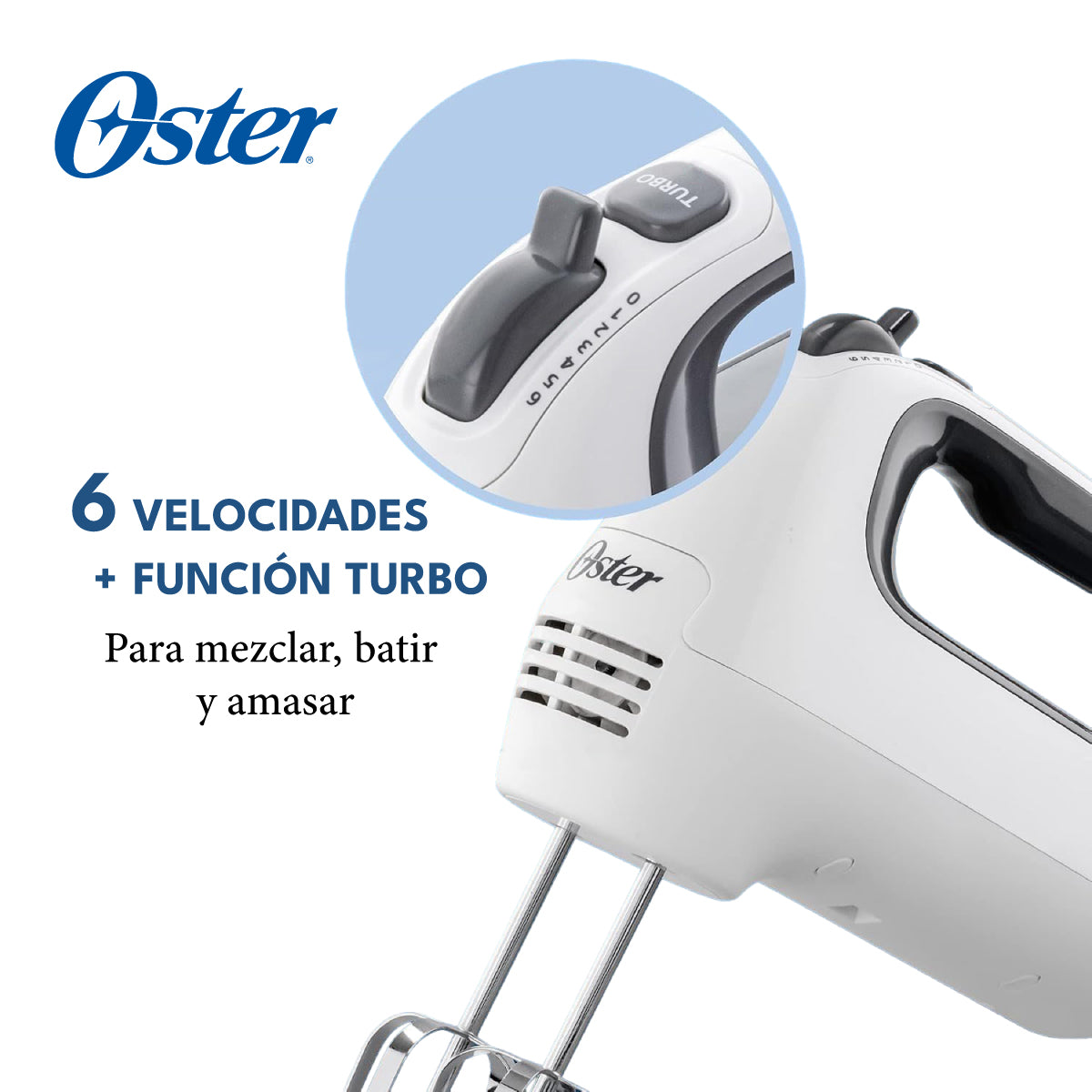 Batidora de mano 6 velocidades y Función Turbo Blanca Oster® FPSTHM3532 (2121773)