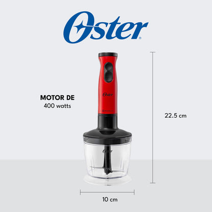 Batidora de Inmersión 1 Velocidad + Turbo con Accesorios Quad Roja Oster FPSTHB460A