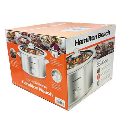 Olla Eléctrica de Cocción Lenta con Tapa de Vidrio Plata Hamilton Beach 33140