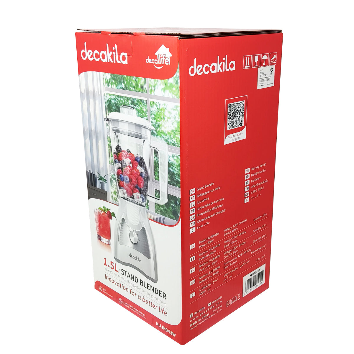 Licuadora 2 Velocidades + Pulso Vaso de Plástico Blanca Decakila KUJB043W (Caja de 4 Piezas)