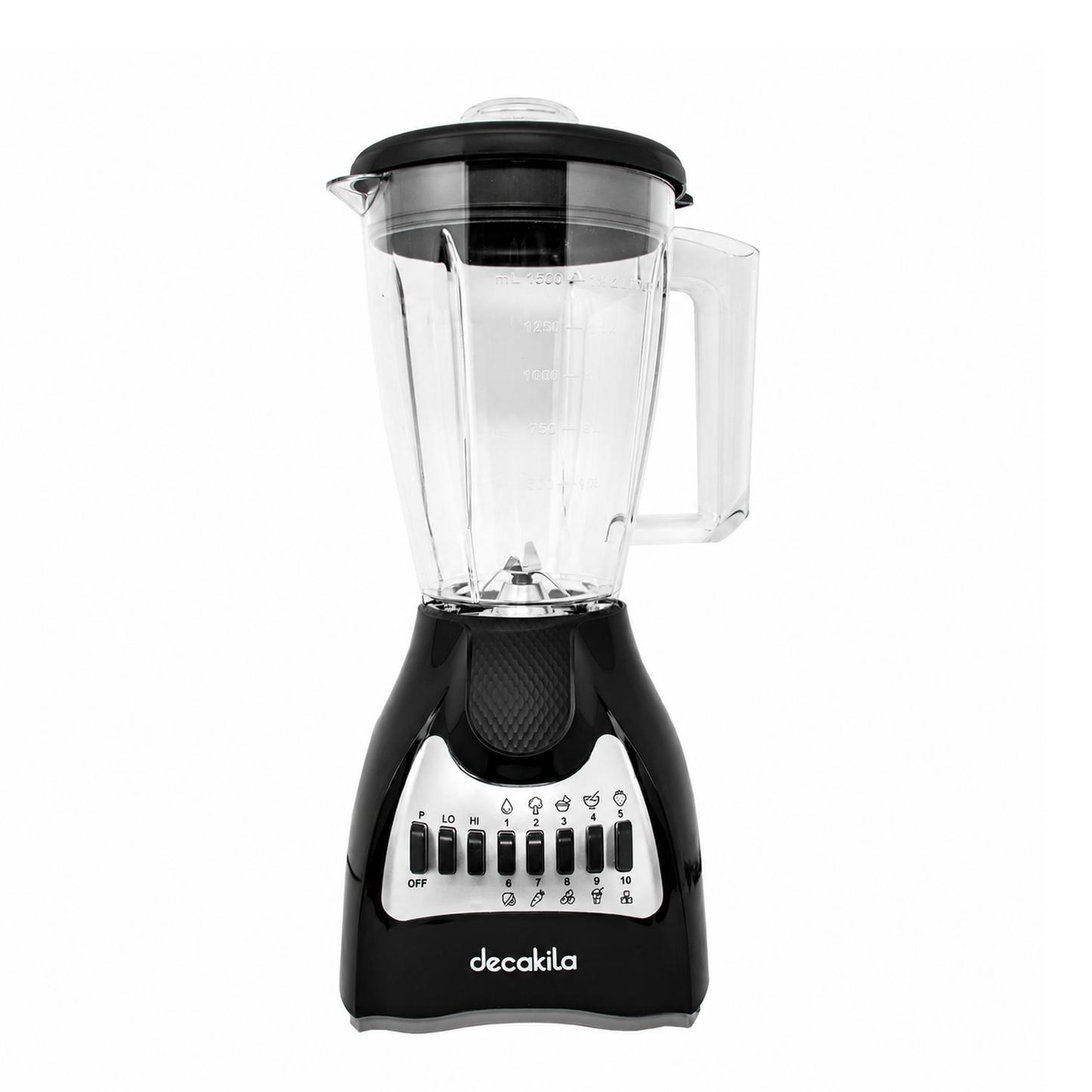 Licuadora 10 Velocidades Vaso de Plástico Negra Decakila KUJB044B (Caja de 4 piezas)