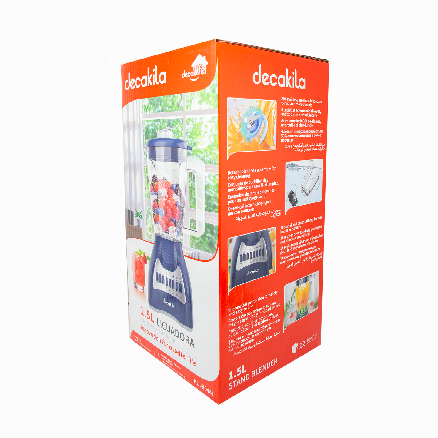 Licuadora 10 Velocidades Vaso de Plástico Azul Decakila KUJB044L