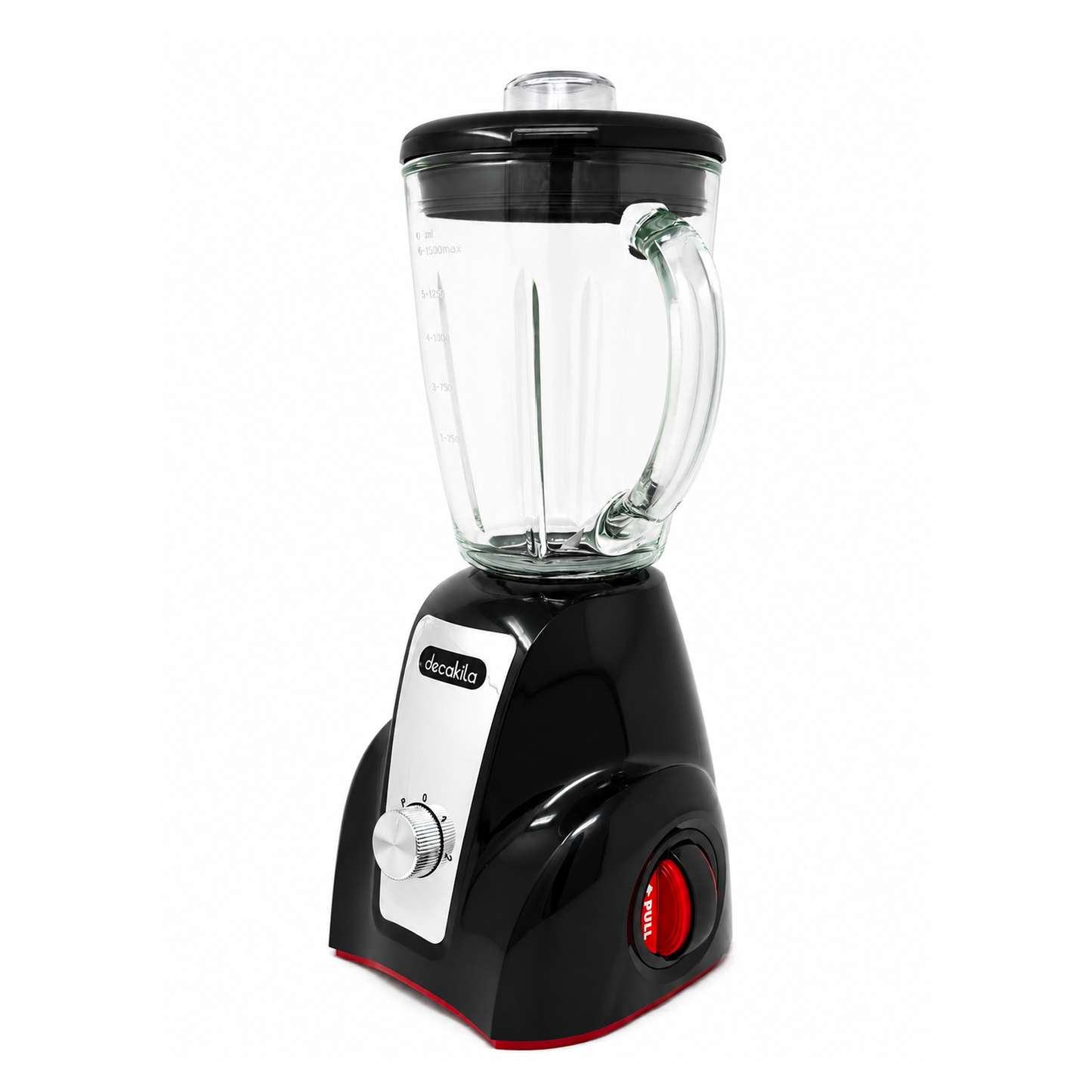 Licuadora 2 Velocidades Vaso de Vidrio 1.5 L Inalámbrica con Batería Recargable Negra Decakila KMJB050B (Caja con 4 piezas)