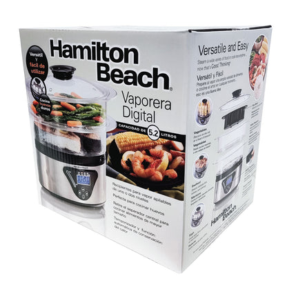 Vaporera de Alimentos 2 Niveles Panel Digital Hamilton Beach 37530
