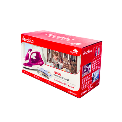 Plancha de Vapor Suela Antiadherente 1100 W Rosa Decakila KUEN002R