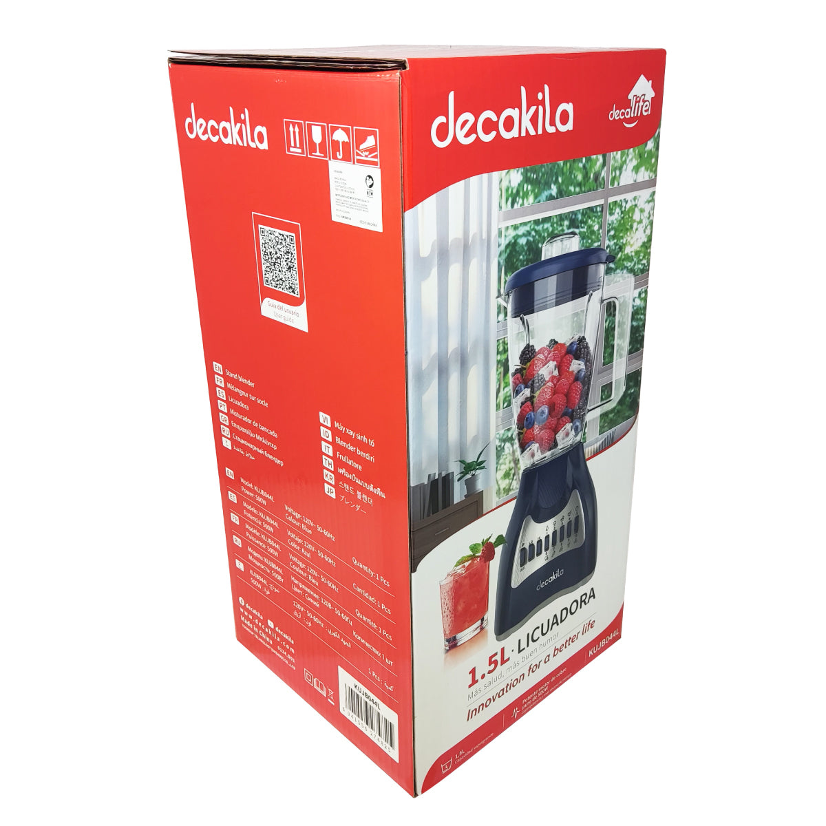 Licuadora 10 Velocidades Vaso Plástico Azul Decakila KUJB044L (Caja de 4 Piezas)