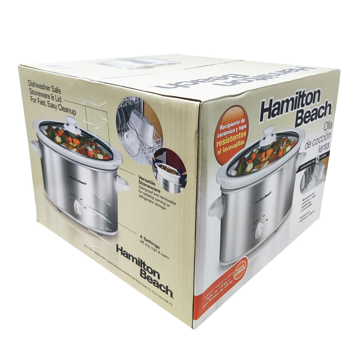 Olla De Cocción Lenta C/tapa Plata Hamilton Beach 33140v