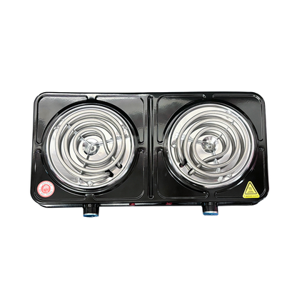 Parrilla Eléctrica de Plato Doble Quemador con Regulador de Temperatura Negro Decakila KUCC005B (Caja con 8 Piezas)