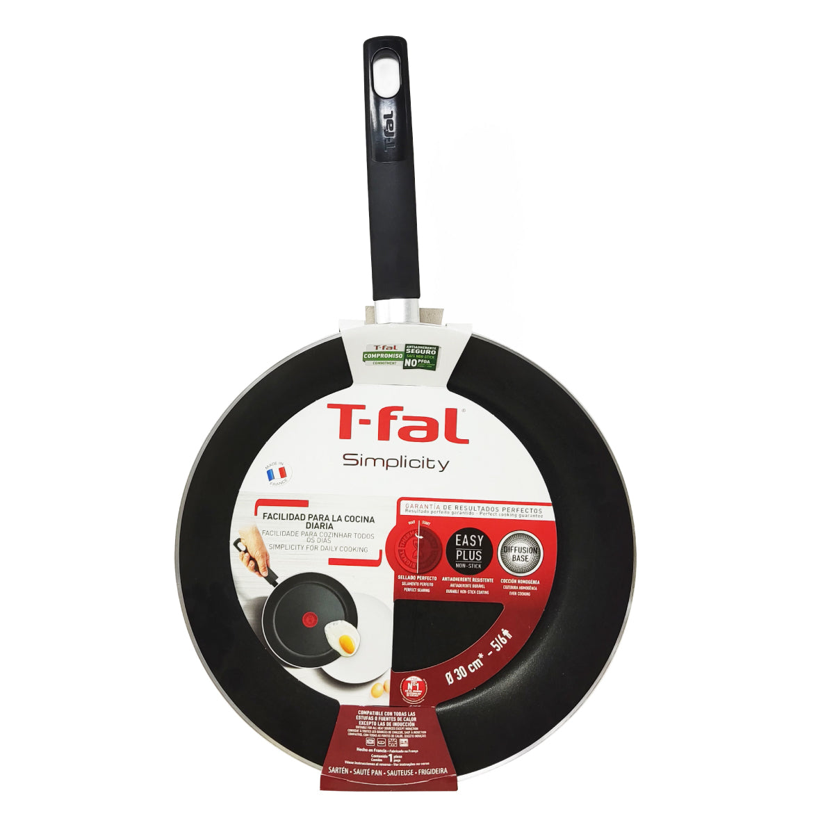 Sartén 30 cm Antiadherente Simplicity Negro T-Fal B5750782