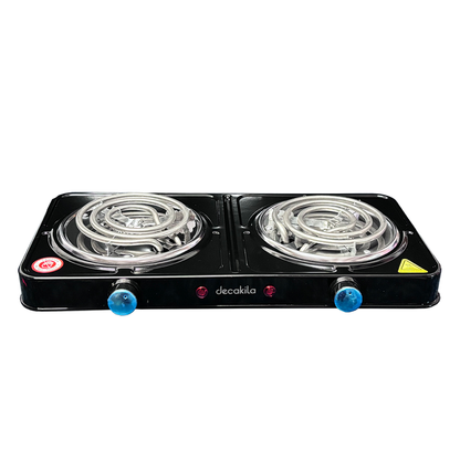 Parrilla eléctrica de 2 Resistencias con Regulador de Temperatura Negro Decakila KUCC002B (Caja con 8 Piezas)