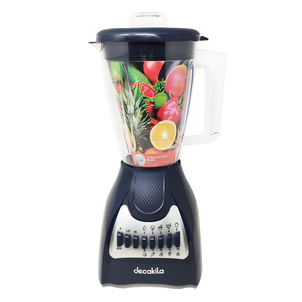 Licuadora 10 Velocidades Vaso Plástico Azul Decakila KUJB044L (Caja de 4 Piezas)