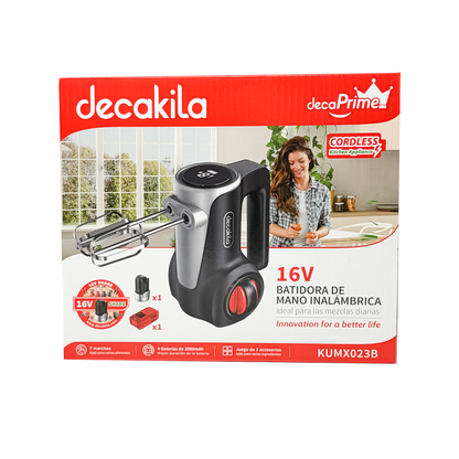KUMX023B  Batidora de Mano 7 Velocidades Inalámbrica con Batería Recargable Negra Decakila  (Caja de 6 Piezas)